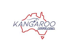 Australie carte logo avec kangourou vecteur