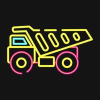 icône déverser camion. lourd équipement éléments. Icônes dans néon style. bien pour impressions, affiches, logo, infographies, etc. vecteur