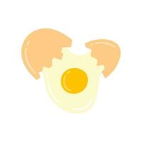 dessin animé Couleur cassé brut poulet Oeuf avec Jaune d'œuf icône. vecteur