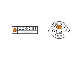 logo de cookies créatifs. logo de biscuits au chocolat. logo vectoriel d'entreprise génial.