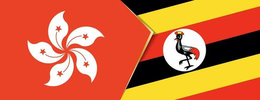Hong kong et Ouganda drapeaux, deux vecteur drapeaux.