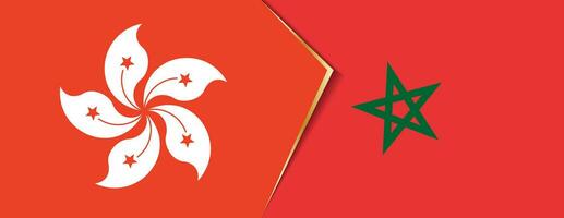 Hong kong et Maroc drapeaux, deux vecteur drapeaux.