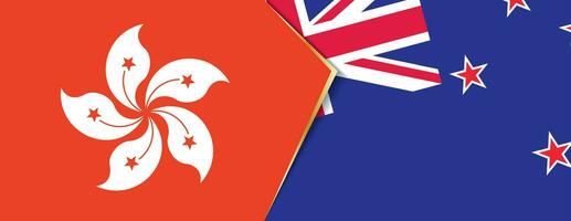 Hong kong et Nouveau zélande drapeaux, deux vecteur drapeaux.