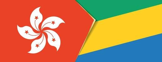 Hong kong et Gabon drapeaux, deux vecteur drapeaux.