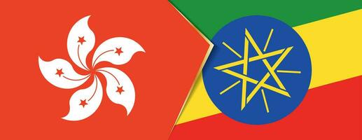 Hong kong et Ethiopie drapeaux, deux vecteur drapeaux.