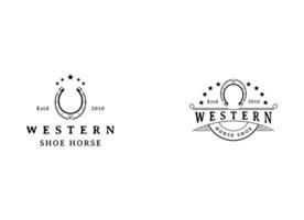 chaussure cheval fer à cheval pour pays occidental cow-boy ranch logo conception inspiration vecteur