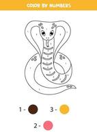 Couleur dessin animé cobra par Nombres. feuille de travail pour enfants. vecteur