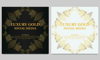 luxe élégant d'or floral social médias modèle. vecteur