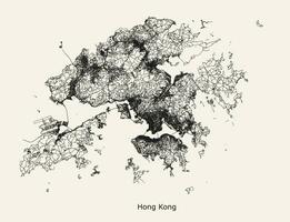 route carte de Hong Kong, Chine vecteur