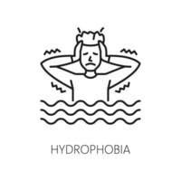 Humain hydrophobie phobie, mental santé ligne icône vecteur