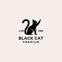 chat noir premium logo icône vecteur illustration design