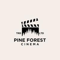 conception de l'icône du logo vectoriel cinéma forêt de pins premium