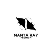 définir la conception de logo noir de vecteur de raie manta premium