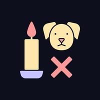 sécurité des bougies pour animaux de compagnie icône d'étiquette manuelle couleur rvb pour thème sombre vecteur