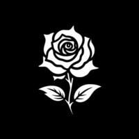 Rose - noir et blanc isolé icône - vecteur illustration