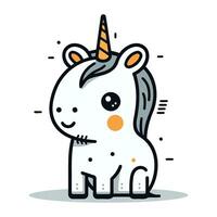 mignonne dessin animé Licorne. vecteur illustration dans griffonnage style.