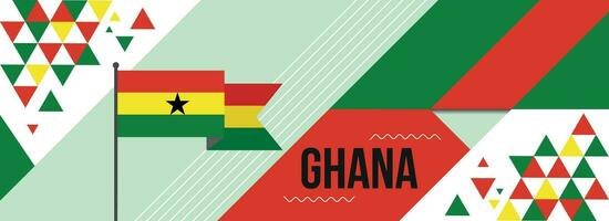 Ghana nationale ou indépendance journée bannière conception pour pays fête. drapeau de Ghana avec moderne rétro conception et abstrait géométrique Icônes. vecteur illustration.