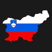 Silhouette de carte de la Slovénie avec le drapeau sur le fond noir vecteur