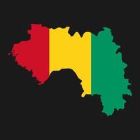 Carte de Guinée silhouette avec drapeau sur fond noir vecteur