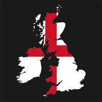Royaume-uni carte silhouette avec drapeau sur fond noir vecteur
