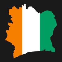 Côte d'Ivoire carte silhouette avec drapeau sur fond noir vecteur