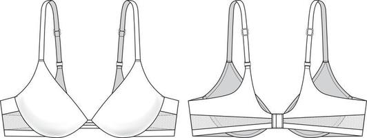 illustration technique de soutien-gorge sans armature. croquis de lingerie modifiable vecteur