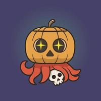 poulpe de personnage mignon pour les vacances d'halloween en style dessin animé vecteur