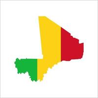 Mali carte silhouette avec drapeau sur fond blanc vecteur