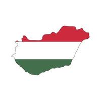 Hongrie carte silhouette avec drapeau sur fond blanc vecteur