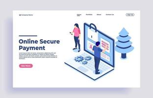 paiement en ligne sécurisé pour le commerce électronique avec transfert d'argent via internet vecteur