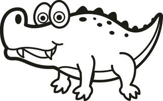 illustration noir et blanc alligator vecteur