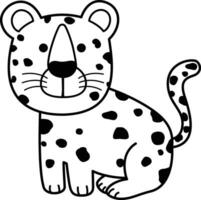illustration noir et blanc jaguar coloration livre vecteur