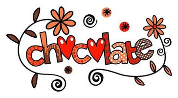 lettrage de titre de texte doodle dessinés à la main au chocolat vecteur
