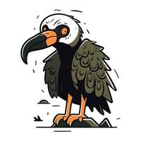 vecteur illustration de une vautour sur une blanc Contexte. dessin animé style.