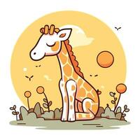 dessin animé girafe. vecteur illustration de mignonne girafe. plat style.