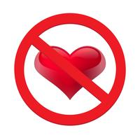 Ban coeur d&#39;amour. Symbole d&#39;interdit et d&#39;arrêter l&#39;amour vecteur