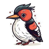 dessin animé illustration de mignonne rouge à tête Pivert oiseau. vecteur