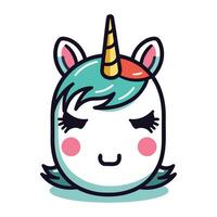 mignonne dessin animé Licorne. vecteur illustration isolé sur une blanc Contexte.