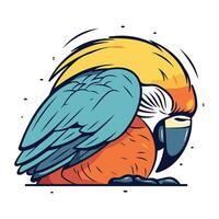perroquet avec perroquet casque. vecteur illustration isolé sur blanc Contexte.