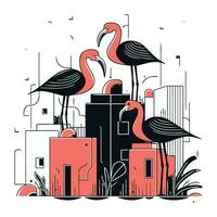 vecteur illustration de une flamant dans le ville. le concept de Urbain vie.