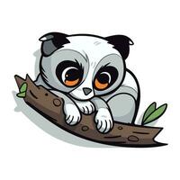 mignonne dessin animé Panda ours sur une branche. vecteur illustration.