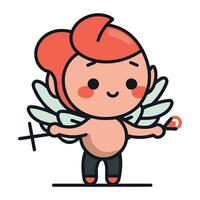 mignonne Cupidon avec ailes. vecteur illustration dans dessin animé style.