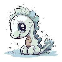 mignonne dessin animé hippocampe. vecteur illustration sur blanc Contexte.