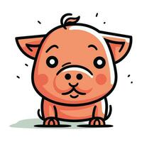 mignonne dessin animé cochon. vecteur illustration isolé sur une blanc Contexte.