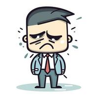 triste homme d'affaire visage dessin animé vecteur illustration