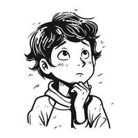 vecteur illustration de une garçon avec une réfléchi expression sur le sien affronter.