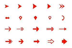rouge La Flèche icône ensemble, conception élément. vecteur icône de La Flèche