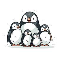 manchot famille. vecteur illustration de mignonne dessin animé pingouins.