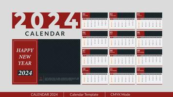 élégant et personnalisable bureau calendrier avec personnalisé espace pour votre Photos, Nouveau année affaires calendrier 2024 vecteur