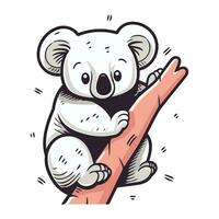 mignonne koala séance sur une branche. vecteur dessin animé illustration.